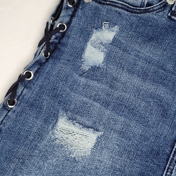 Hudson Girls Distressed Lace Up Denim Skirt Size 7 - Picture 10 of 16